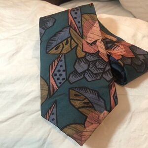 Don Loper Silk Blue and Pink MCM Artistic Floral Tie
